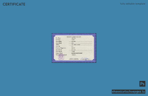Belarus Personenstandsregister Sterbeurkunde PSD-Beispielvorschau